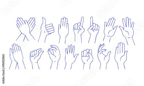 Feedback and rating hand gesture outline icon collection vector.