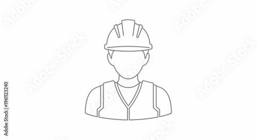 Construction Worker Wearing Safety Helmet.