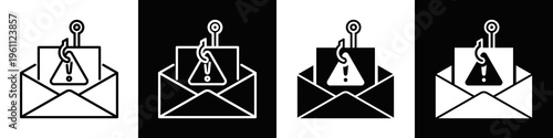 Phishing Alerts Icon In Black And White Filled Style.
