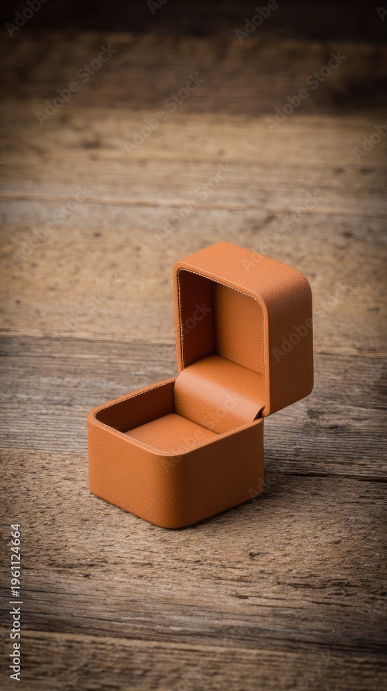 Obraz premium Open, terracotta box on weathered, dark wooden surface