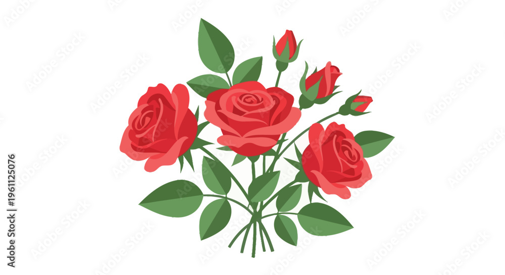Obraz premium A vibrant bouquet of roses arranged in a lush green setting