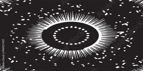 Abstract Circular Burst of Light with Scattered Particles.