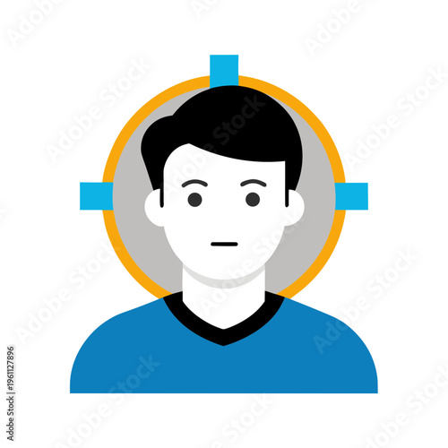 User profile icon target symbol person icon with crosshairs symbol representing surveillance