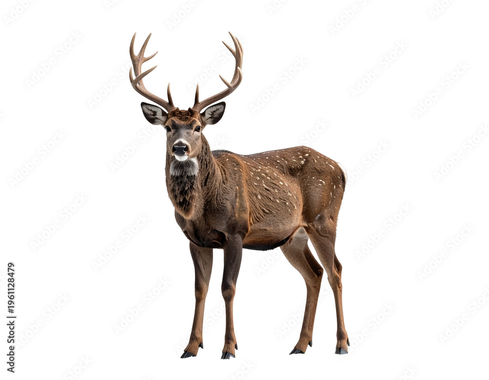 Obraz premium Buck deer standing in profile with large antlers in a natural pose