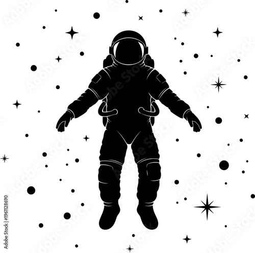 Astronaut Floating Among Stars in Space Illustration Isolated