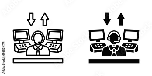 Dispatch Center icon set with style outline and solid. vector simple elements for design and presentation.