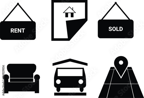 real estate silhoutte icon design