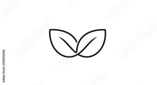 Simple Line Drawing of Two Leaves.