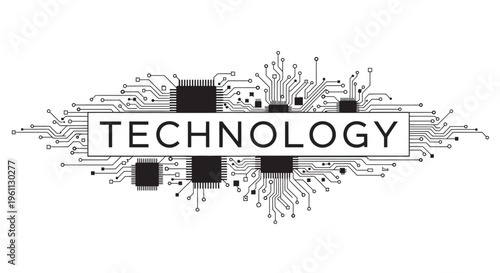 abstract technology background silhouettes circuit lines and connections futuristic digital pattern