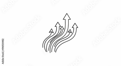 Upward pointing arrows in a cluster, indicating growth and progress