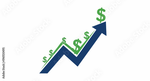 Upward arrow with dollar signs indicating financial growth