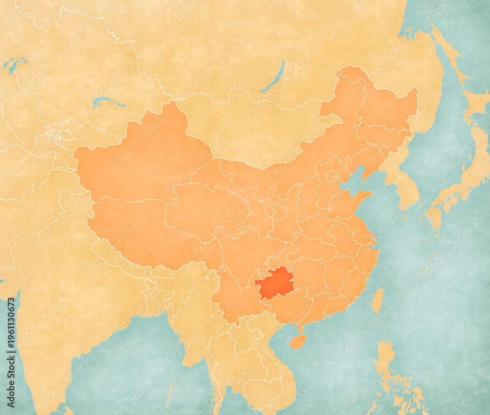 Obraz premium Map of China - Guizhou