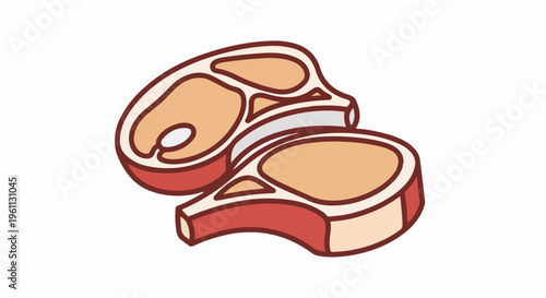 Two raw bone-in meat chops with red and beige colors
