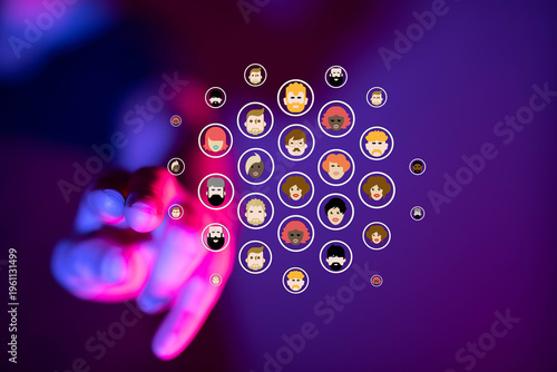 Hand touching network of di...