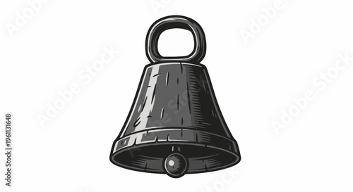 Stylized vintage bell with handle and clapper