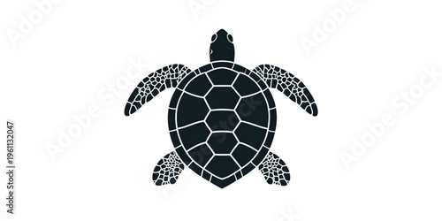A minimalist black turtle silhouette on transparent background