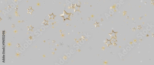 Foto Festive gold stars and snowflakes floating against a grey backdrop