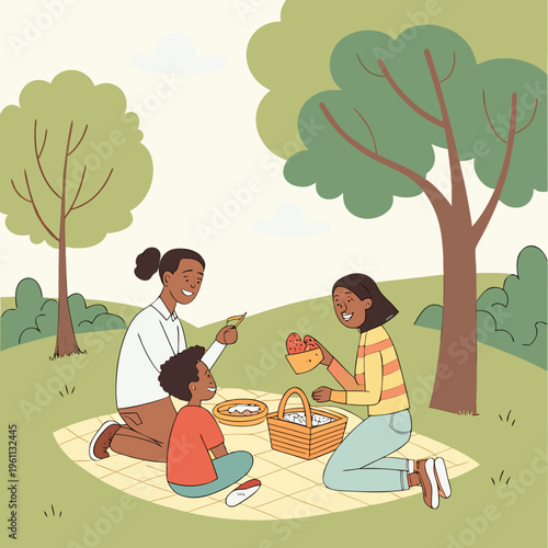 Family having a picnic in the park