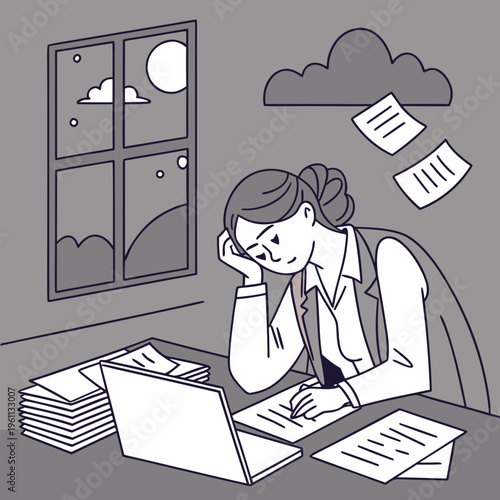 Overwhelmed businesswoman sitting at her desk