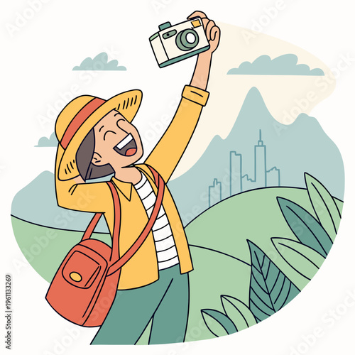 A woman taking a photo with a camera