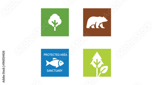 Icons representing protected wildlife and nature conservation areas.