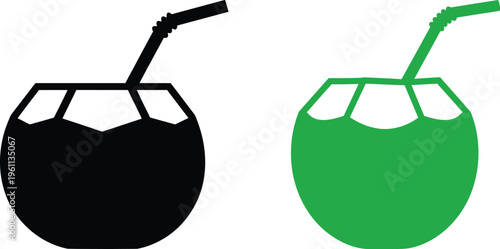 Vector graphics of two colorful drinks with straws in modern style