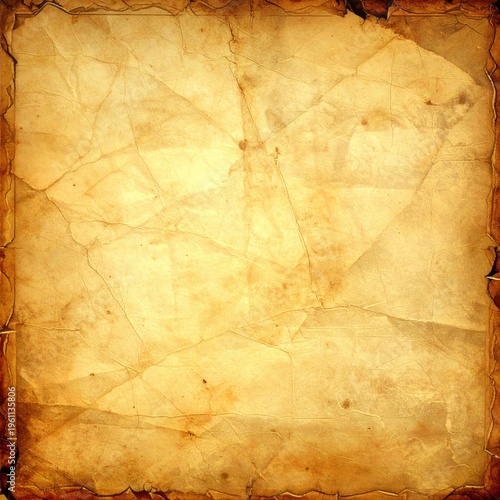 Aged parchment paper, crumpled and stained, with a worn, dark edge