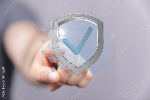 Hand pressing digital check...