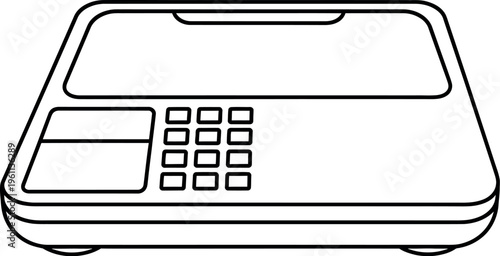 Black line drawing of a payment terminal