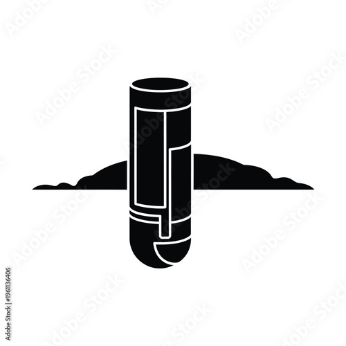 Simple black and white illustration of an asthma inhaler with hills