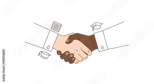 Handshake, business partnership, agreement, graduation icons, education