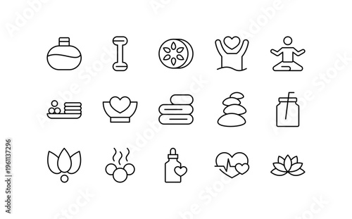 Wellness icon collection. Editable vector stroke