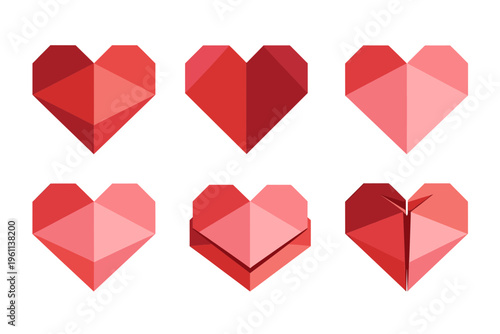 Set of Red Geometric Origami Heart Shapes and Symbols for Valentine's Day Wedding and Love Concept Minimalist Low Poly Design Isolated on White Free Download Set of Red Geometric Origami Heart Shapes and Symbols for Valentine's Day Wedding and Love Concept Minimalist Low Poly Design Isolated on White - GFXLoad