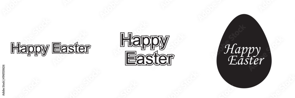 Obraz premium Happy easter letter calligraphy banner black color. isolated on white background ,Vector Illustration EPS 10