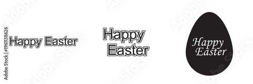 Happy easter letter calligraphy banner black color. isolated on white background ,Vector Illustration EPS 10