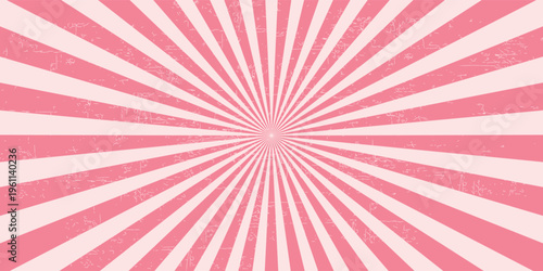 Candy color sunburst background. Abstract pink cream sunbeams design wallpaper. Colorful spinning lines for template, banner, poster, flyer. Sweet rotating cartoon swirl or whirlpool. Eps 10