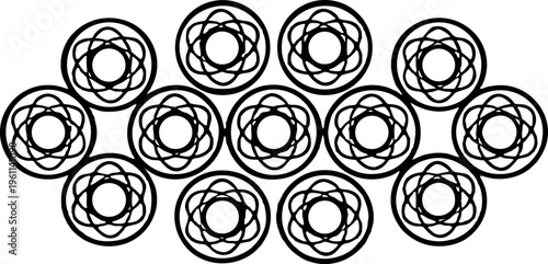 A grid of twelve abstract, three-dimensional shapes against a transparent background. Each shape is composed of concentric, smoothly curved lines, creating a rippling, organic form. The shapes vary sl