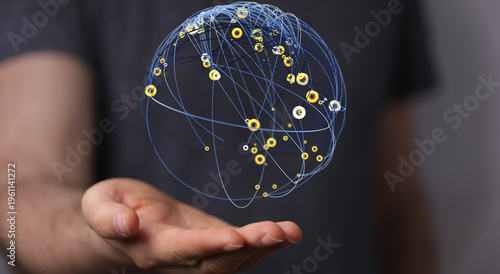 Digitally rendered globe wi...
