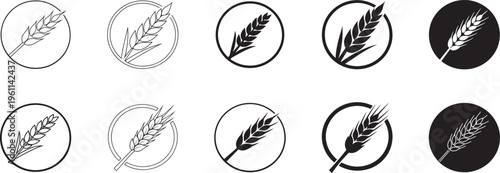 Wheat icon for durum pasta label, bakery logo, healthy cereal nourishment food icon sign.