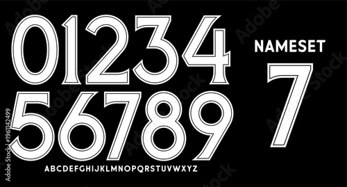 number set for jersey with modern and retro style	

