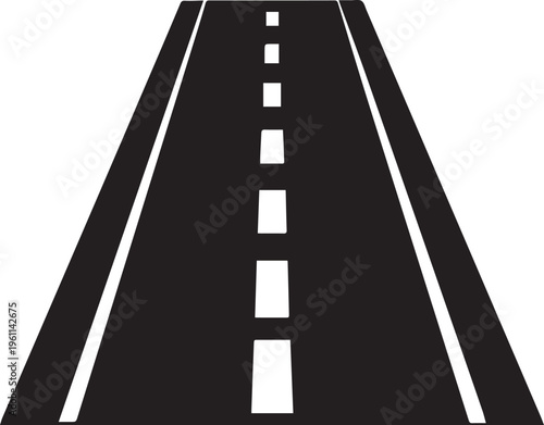 perspective road highway vector – dashed centerline silhouette icon .