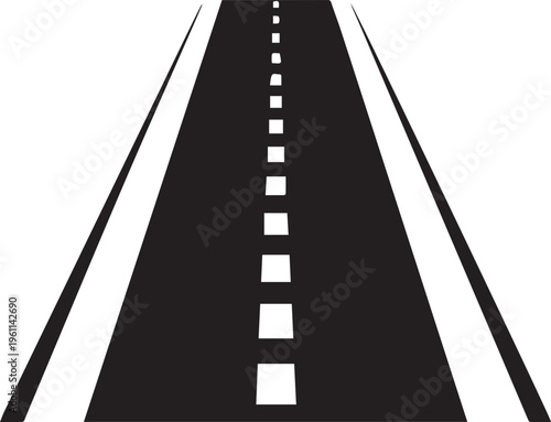 perspective road highway vector – dashed centerline silhouette icon .