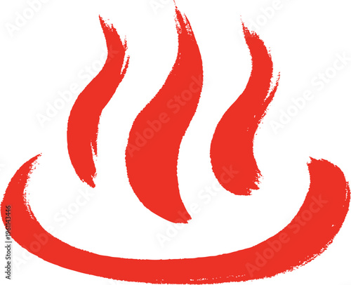 手描き温泉マークアイコン　赤　筆タッチ　Adobe Illustrator Artwork