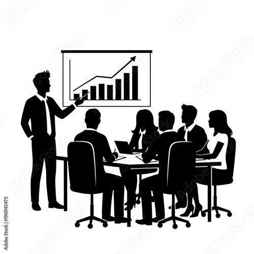 Businessman presenting to colleagues in meeting.