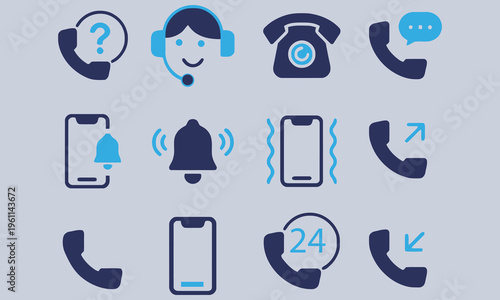 Customer Service Icons Set: Communication, Support, and Technology Concepts