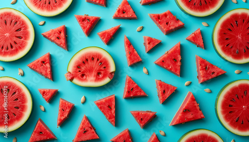 Minimal Watermelon Slices on Pastel Background – Bright Summer Colors