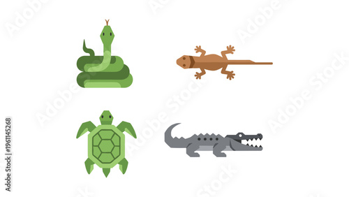 Four distinct reptile and amphibian icons displayed in a grid layout
