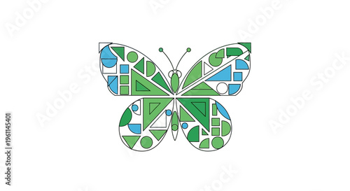 Colorful Butterfly Mosaic Art Design.