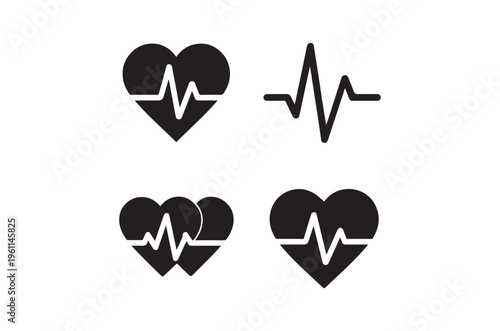 Heartbeat and heart icons a visual representation of cardiac rhythm