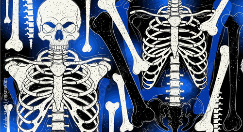 A detailed illustration of a human skeleton
